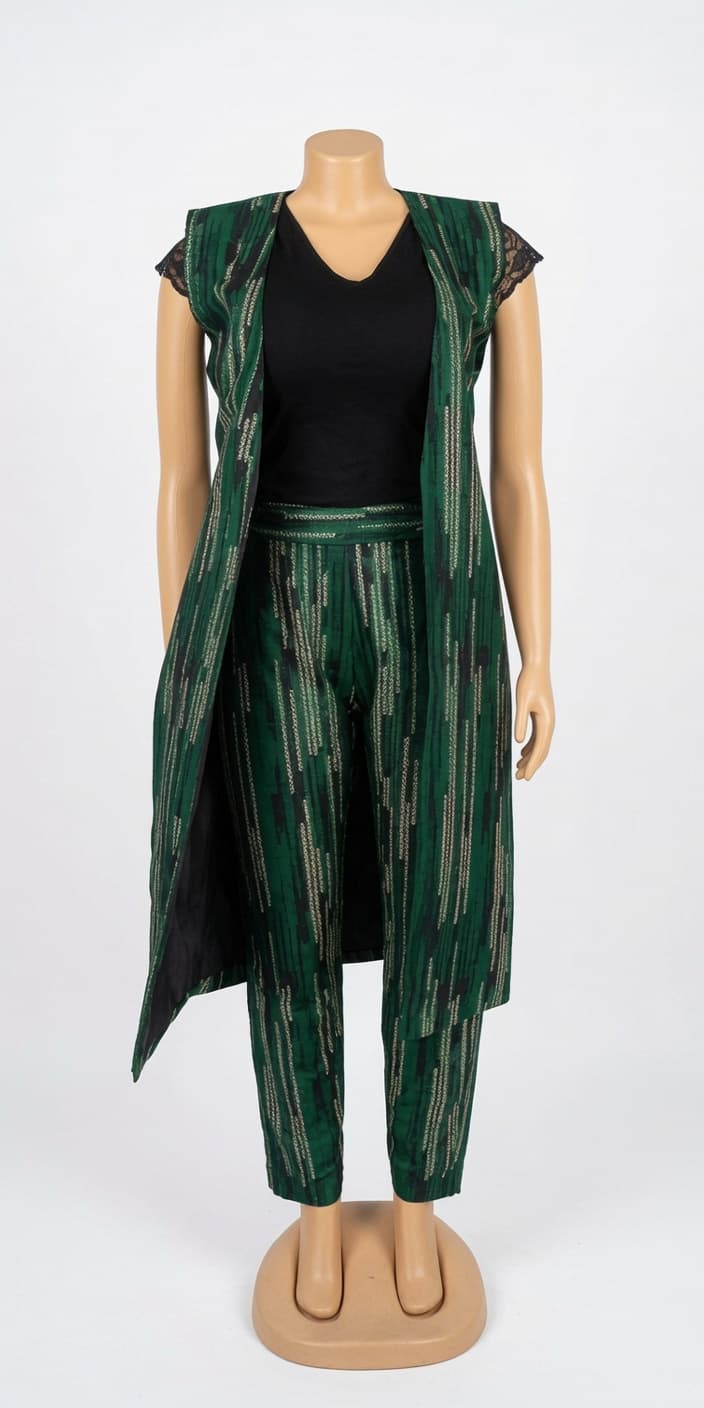 Emerald green Ankara-print waistcoat and trouser co-ord